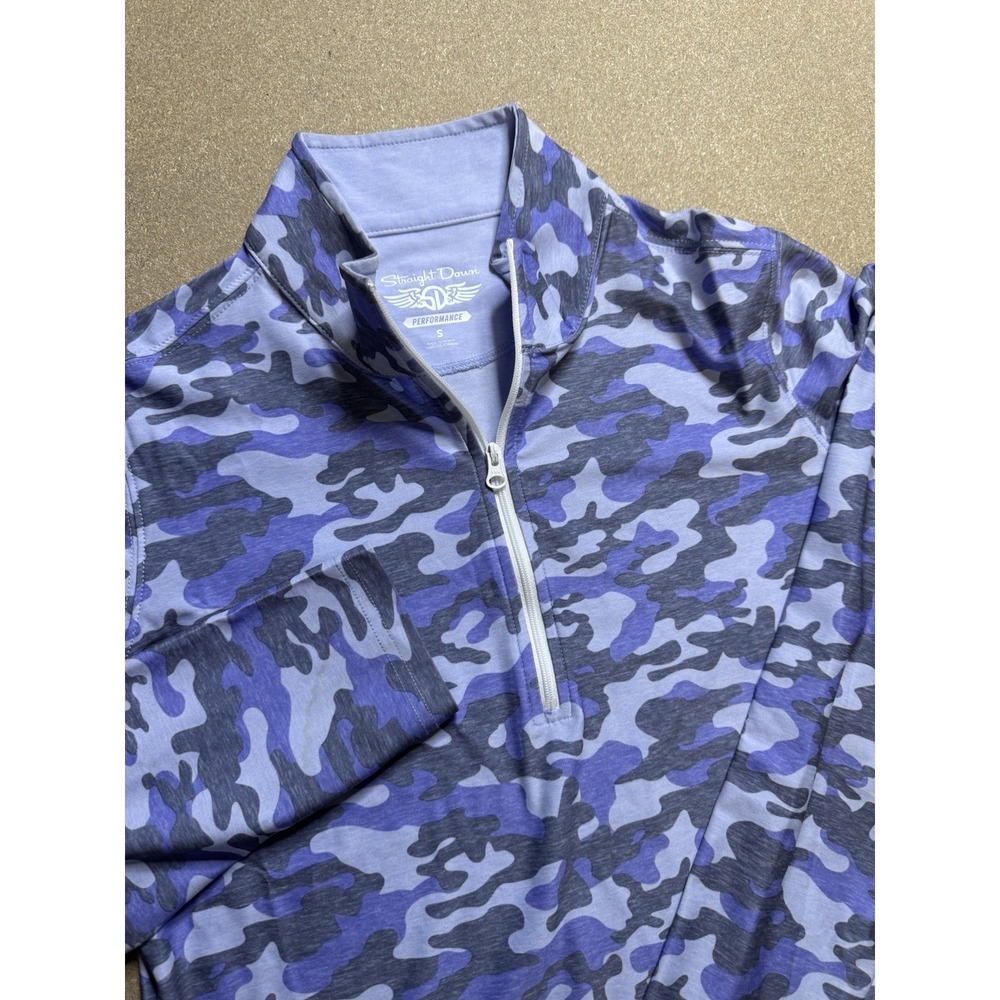 Straight Down Sweater Blue Camo Pullover 1/4 Zip Golf Performance $89 Women's